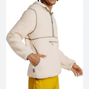 VAPOR Cream Sherpa Men's hoodie Sweater Quater zip size L